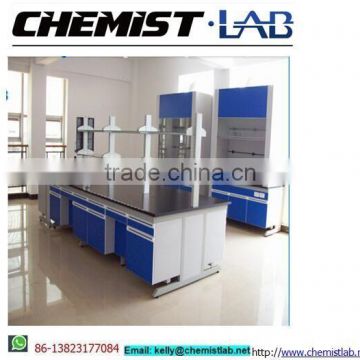 All Steel Dental Bench With Reagent Shelf & Epoxy Resin Top in Hospital Laboratory