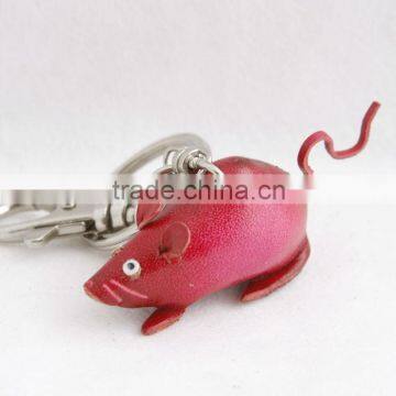 Handmade Leather Mouse Key Chain photo-4