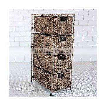 Seagrass Cabinet,4 Drawer Seagrass Tower