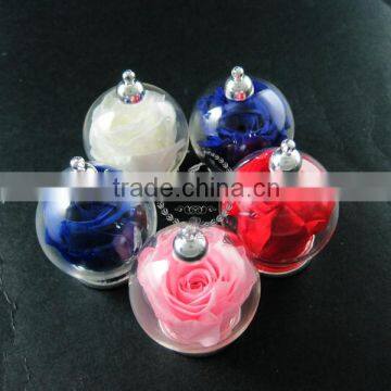 30mm round silver plated glass bottle dome with red,white,pink,blue,purple rose dry flower DIY charm supplies 1820269