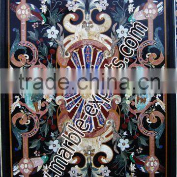 Rectangular Marble Inlay Table Tops , Pietra Dura Marble Dining Table