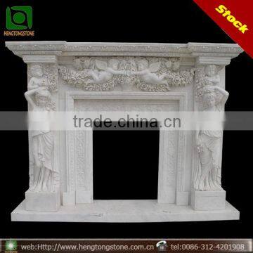 French style white marble fireplace mantel in stock