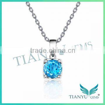 Wholesale Blue Cubic Zirconia Pendants Charms Necklace