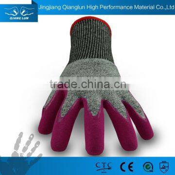 QLSAFETY Nitrile palm coated oil and gas work gloves anti cut 3 en388 4342