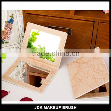 JDK Promotional Travel Leather Mini Portable Foldable Makeup Mirror