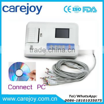 Carejoy 12 lead PC Software 3.5 inch LCD Digital 3 channels electrocardiograph ecg machine