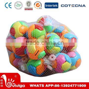 plastic candy puzzle ball toy with fruit flavor whistle candy