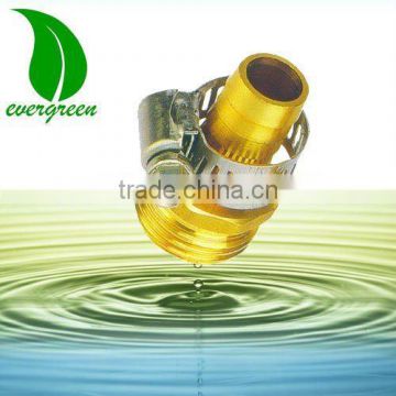 Brass hose coupling with clamp