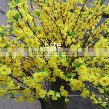 Atificial Golden Peach Blossom Flower Tree for Home Decoration Fiberglass Trunk photo-3