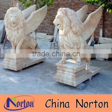 Norton customized antique natural marble mighty lion with wings NTBM-L011L