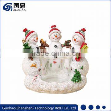 Custom elegant christmas white snowman cheap candle holders