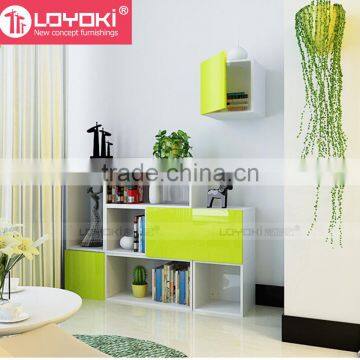 Home Furniture New Design Assembly Wood Wall Shelf for Living Room Colorful MDF Wooden Storage Cabinet photo-4