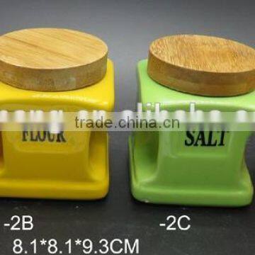 Screw Cap Sealing Jar Green/Orange/Yellow Ceramic Kitchen Canisters photo-6