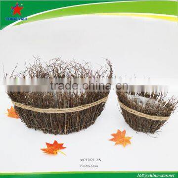 hand wovened rattan herb flower planter pot