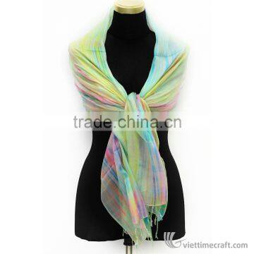 Dyed Silk Scarf, Multi-color, 100% Handicraft in Vietnam photo-4