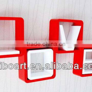 LOVE MDF Cube wall shelf for decoration