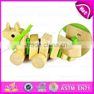 2015 Promotional Toy Funny Kids Pull Line Dog Toys,Wooden Children Pull String Toy,High Quality Wooden Pull Animal Toy W05B100 photo-4