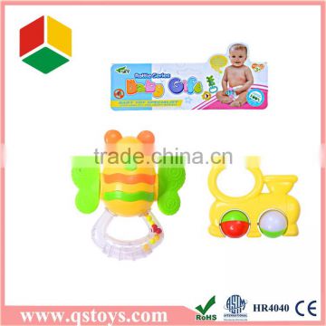 Hot Cheap plastic baby rattle 2 in 1