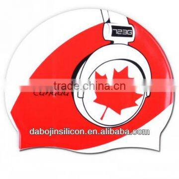 Canada national Flag full color printing Patriotic Silicone Swimming Cap with CE/ROHS certification