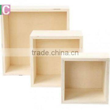 square sharped natural wall hanging wooden shadow box