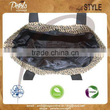 Luxary Handle Jute Tote Bag From India photo-5