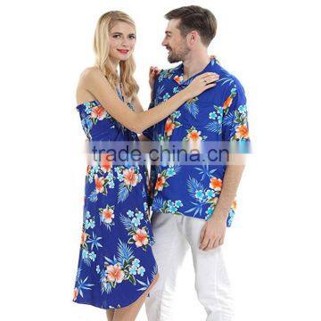 Wholesale Price Fashion Couple Tee Shirt Beach Wear Large Size Summer Cool Luau Cruise Party Custom Printed Hawaiian Shirt