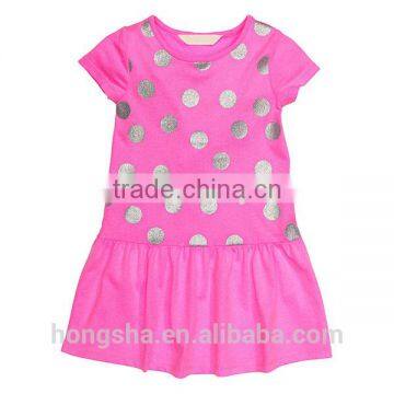 Fashionable Vetement Enfant Girls Short Sleeve Casual Dress Cotton Print Jersey Dress HSD9157 photo-2
