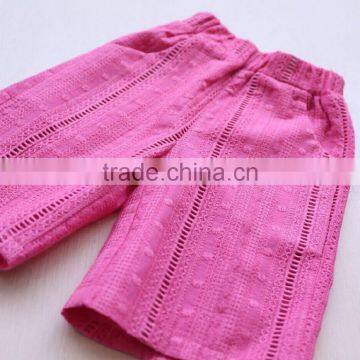 Baby Clothing Design Girls Hollow-out Horn Short Sleeve Tops and 5 Minutes of Pants Suit photo-4