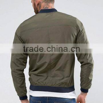 2017 Wholesale High Quality New Design Durable Polyester Cotton Green Rib Cuffs Fully Lined Zipped Casual Men Jumper photo-2