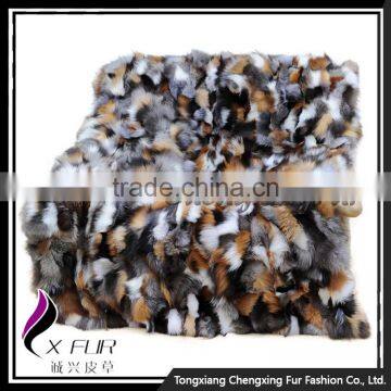 CX-D-38 Luxury Patchwork Winter Fashion Genuine Fox Fur Throw Blanket photo-2