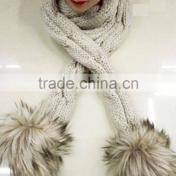 Fashion the Newest Lady100%acrylic Knitted Scarf Cap With Pompom photo-4