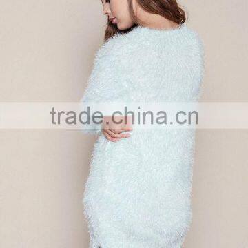 MGOO New Arrival Women Green Fuzzy Sweaters Fashion Fur Loose Long Sweaters For Ladies 2016 photo-5
