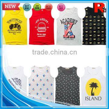 China Cheap Sports Bodybuilding Screen Printed Wholesale Open Side 100 Cotton Men Tank Top photo-2