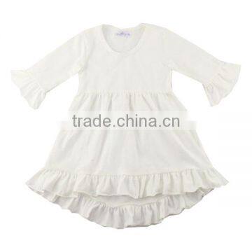 2017 Spring Valentine's lovely long sleeve ruffle white party dress fancy frocks for baby girls white long frocks