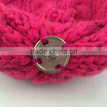 Myfur Hot Pink Knitting Hat With Real Genuine Raccoon Fur Bobble
