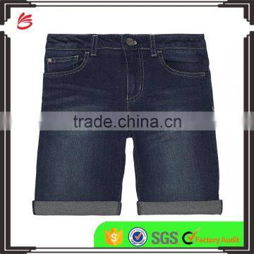 Custom Made Good Quality Dark Blue Higher Washed Denim Shorts