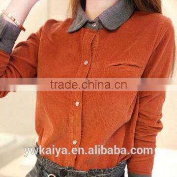 2014 new design flannel long casual blouse wholesale japanese style