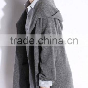 Women's Fashion Grey Thick Long Hoodie Cardigan Sweater With High Quality photo-4
