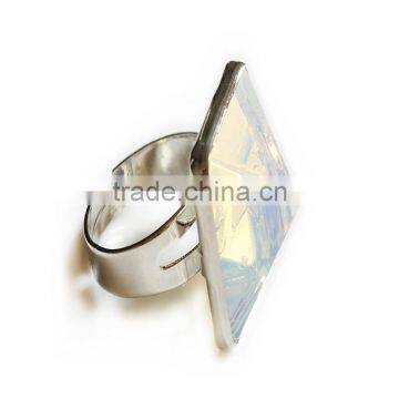 Pyramid Crystal Natural Stone Amethyst Pendant Ring photo-4
