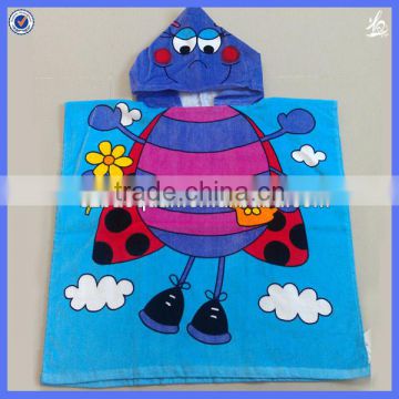 Poncho kids beach towel with hood/ poncho hooded beach towel for kids