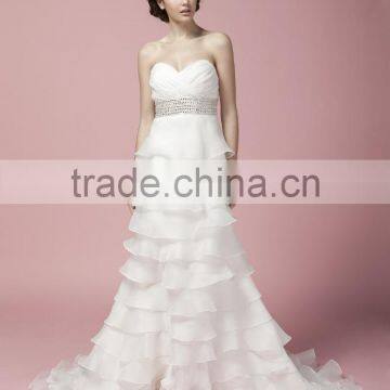 Sheath Sweetheart Neck Ruffle With Beaded Sash Strapless Wedding Dress AS27902 photo-3