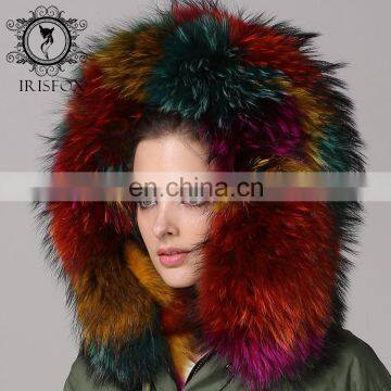 Hot Selling Warm Raccoon Parka Coat With Fur Hood Snow Real Fur Jackets photo-2