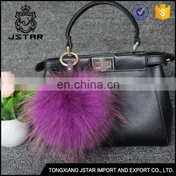Purple Furry Keyring Raccoon Fur Pompom Decoration photo-2