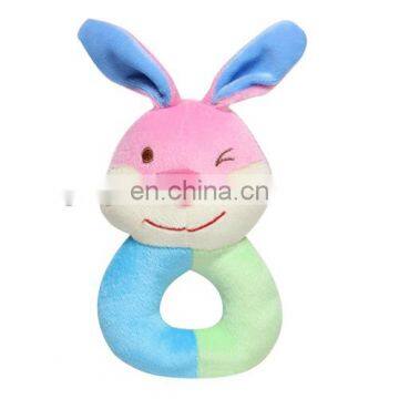 Custom design own drawing colorful rabbit baby ring rattle