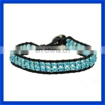 new 2014 Ocean Blue Rhinestone Beads Wrap Bracelet with Botton TPCL120#