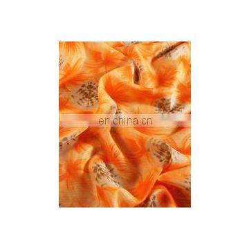 Orange Traditional Shibori Kota Doria Screen Printed Fabric