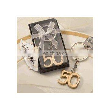 Golden 50th Anniversary Keychain Favors