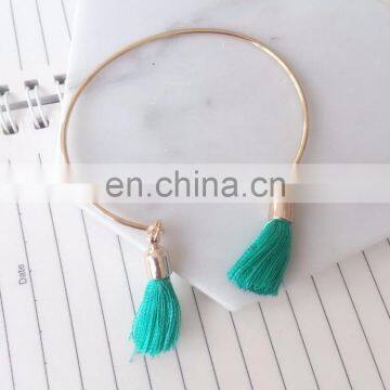 thread tassel open cuff wire bangle tassel bracelets