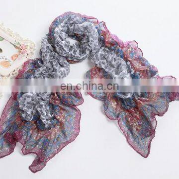 2015 Newest style fashion design polyester voile pleating shawls(WX025GL)