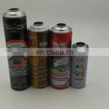 Empty metal tin can with plastic cap for car power steering efficient cleaner